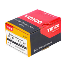 Load image into Gallery viewer, TIMCO Solo Countersunk Silver Woodscrews - 4.0 x 40 Box OF 200 - 40040SQSZ