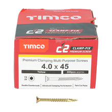 Load image into Gallery viewer, TIMCO C2 Clamp-Fix Multi-Purpose Premium Countersunk Gold Woodscrews - 4.0 x 50 Box OF 200 - 40050C2C
