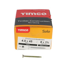 Load image into Gallery viewer, TIMCO Solo Countersunk Gold Woodscrews - 4.0 x 45 Box OF 200 - 40045SOLOC