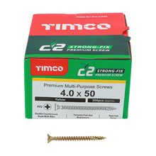 Load image into Gallery viewer, TIMCO C2 Strong-Fix Multi-Purpose Premium Countersunk Gold Woodscrews - 4.0 x 50 Box OF 200 - 40050C2