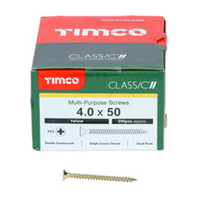 Load image into Gallery viewer, TIMCO Classic Multi-Purpose Countersunk Gold Woodscrews - 4.0 x 50 Box OF 200 - 40050CLAF