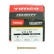 Load image into Gallery viewer, TIMCO Velocity Premium Multi-Use Countersunk Gold Woodscrews - 4.0 x 50 Box OF 200 - 40050VY