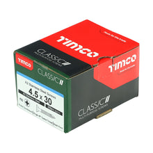 Load image into Gallery viewer, TIMCO Classic Multi-Purpose Countersunk A2 Stainless Steel Woodcrews - 4.5 x 30 Box OF 200 - 45030CLASS