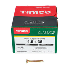 Load image into Gallery viewer, TIMCO Classic Multi-Purpose Countersunk Gold Woodscrews - 4.5 x 35 Box OF 200 - 45035CLAF