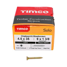 Load image into Gallery viewer, TIMCO Solo Countersunk Gold Woodscrews - 4.5 x 35 Box OF 200 - 45035SOLOC