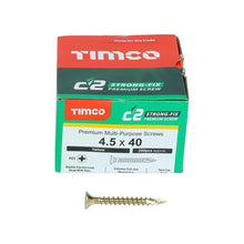 Load image into Gallery viewer, TIMCO C2 Strong-Fix Multi-Purpose Premium Countersunk Gold Woodscrews - 4.5 x 40 Box OF 200 - 45040C2