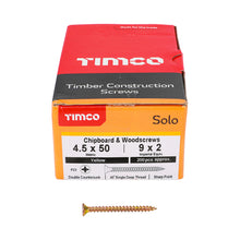 Load image into Gallery viewer, TIMCO Solo Countersunk Gold Woodscrews - 4.5 x 50 Box OF 200 - 45050SOLOC