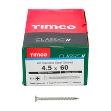 Load image into Gallery viewer, TIMCO Classic Multi-Purpose Countersunk A2 Stainless Steel Woodcrews - 4.5 x 60 Box OF 200 - 45060CLASS