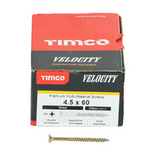 Load image into Gallery viewer, TIMCO Velocity Premium Multi-Use Countersunk Gold Woodscrews - 4.5 x 60 Box OF 200 - 45060VY