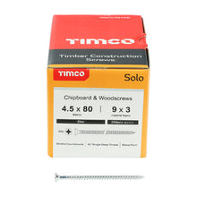 Load image into Gallery viewer, TIMCO Solo Countersunk Silver Woodscrews - 4.5 x 80 Box OF 200 - 45080SOLOZ