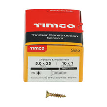 Load image into Gallery viewer, TIMCO Solo Countersunk Gold Woodscrews - 5.0 x 25 Box OF 200 - 50025SOLOC