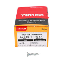 Load image into Gallery viewer, TIMCO Solo Countersunk Silver Woodscrews - 5.0 x 25 Box OF 200 - 50025SOLOZ