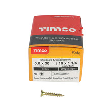 Load image into Gallery viewer, TIMCO Solo Countersunk Gold Woodscrews - 5.0 x 30 Box OF 200 - 50030SOLOC