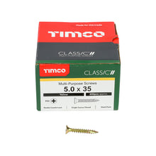 Load image into Gallery viewer, TIMCO Classic Multi-Purpose Countersunk Gold Woodscrews - 5.0 x 35 Box OF 200 - 50035CLAF