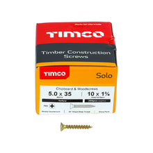Load image into Gallery viewer, TIMCO Solo Countersunk Gold Woodscrews - 5.0 x 35 Box OF 200 - 50035SOLOC