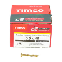 Load image into Gallery viewer, TIMCO C2 Clamp-Fix Multi-Purpose Premium Countersunk Gold Woodscrews - 5.0 x 40 Box OF 200 - 50040C2C