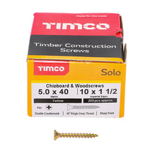 Load image into Gallery viewer, TIMCO Solo Countersunk Gold Woodscrews - 5.0 x 40 Box OF 200 - 50040SOLOC