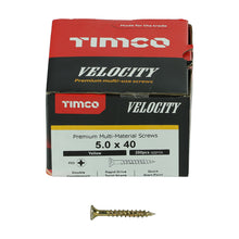 Load image into Gallery viewer, TIMCO Velocity Premium Multi-Use Countersunk Gold Woodscrews - 5.0 x 40 Box OF 200 - 50040VY