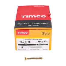 Load image into Gallery viewer, TIMCO Solo Countersunk Gold Woodscrews - 5.0 x 45 Box OF 200 - 50045SOLOC