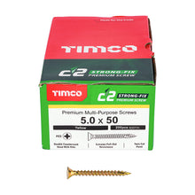 Load image into Gallery viewer, TIMCO C2 Strong-Fix Multi-Purpose Premium Countersunk Gold Woodscrews - 5.0 x 50 Box OF 200 - 50050C2