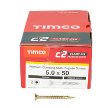 Load image into Gallery viewer, TIMCO C2 Clamp-Fix Multi-Purpose Premium Countersunk Gold Woodscrews - 5.0 x 50 Box OF 200 - 50050C2C