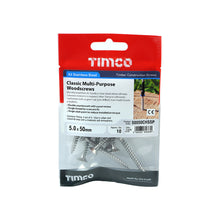 Load image into Gallery viewer, TIMCO Classic Multi-Purpose Countersunk A2 Stainless Steel Woodcrews -All Sizes