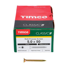 Load image into Gallery viewer, TIMCO Classic Multi-Purpose Countersunk Gold Woodscrews - 5.0 x 50 Box OF 200 - 50050CLAF
