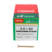 Load image into Gallery viewer, TIMCO C2 Strong-Fix Multi-Purpose Premium Countersunk Gold Woodscrews - 5.0 x 60 Box OF 200 - 50060C2