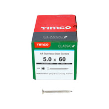 Load image into Gallery viewer, TIMCO Classic Multi-Purpose Countersunk A4 Stainless Steel Woodcrews - All Sizes
