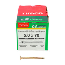 Load image into Gallery viewer, TIMCO C2 Strong-Fix Multi-Purpose Premium Countersunk Gold Woodscrews - 5.0 x 70 Box OF 200 - 50070C2