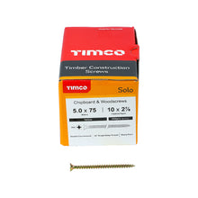 Load image into Gallery viewer, TIMCO Solo Countersunk Gold Woodscrews - 5.0 x 75 Box OF 200 - 50075SOLOC
