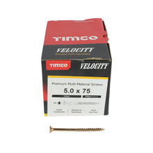 Load image into Gallery viewer, TIMCO Velocity Premium Multi-Use Countersunk Gold Woodscrews - 5.0 x 75 Box OF 200 - 50075VY