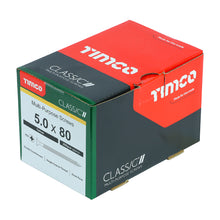 Load image into Gallery viewer, TIMCO Classic Multi-Purpose Countersunk Gold Woodscrews - 5.0 x 80 Box OF 200 - 50080CLAF