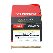Load image into Gallery viewer, TIMCO Velocity Premium Multi-Use Countersunk Gold Woodscrews - 5.0 x 90 Box OF 100 - 50090VY