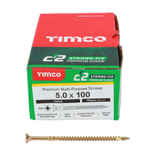 Load image into Gallery viewer, TIMCO C2 Strong-Fix Multi-Purpose Premium Countersunk Gold Woodscrews - 5.0 x 100 Box OF 100 - 50100C2