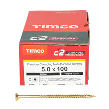 Load image into Gallery viewer, TIMCO C2 Clamp-Fix Multi-Purpose Premium Countersunk Gold Woodscrews - 5.0 x 100 Box OF 100 - 50100C2C
