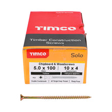 Load image into Gallery viewer, TIMCO Solo Countersunk Gold Woodscrews - 5.0 x 100 Box OF 100 - 50100SOLOC
