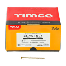 Load image into Gallery viewer, TIMCO Solo Countersunk Gold Woodscrews - 5.0 x 100 Box OF 1000 - 50100SOLOIND