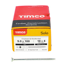Load image into Gallery viewer, TIMCO Solo Countersunk Silver Woodscrews - 5.0 x 100 Box OF 100 - 50100SOLOZ