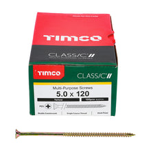 Load image into Gallery viewer, TIMCO Classic Multi-Purpose Countersunk Gold Woodscrews - 5.0 x 120 Box OF 100 - 50120CLAF