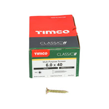 Load image into Gallery viewer, TIMCO Classic Multi-Purpose Countersunk Gold Woodscrews - 6.0 x 40 Box OF 200 - 60040CLAF
