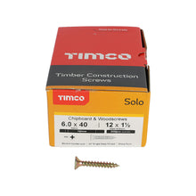 Load image into Gallery viewer, TIMCO Solo Countersunk Gold Woodscrews - 6.0 x 40 Box OF 200 - 60040SOLOC