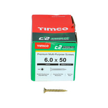 Load image into Gallery viewer, TIMCO C2 Strong-Fix Multi-Purpose Premium Countersunk Gold Woodscrews - 6.0 x 50 Box OF 200 - 60050C2