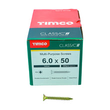 Load image into Gallery viewer, TIMCO Classic Multi-Purpose Countersunk Gold Woodscrews - 6.0 x 50 Box OF 200 - 60050CLAF