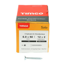 Load image into Gallery viewer, TIMCO Solo Countersunk Silver Woodscrews - 6.0 x 50 Box OF 200 - 60050SOLOZ
