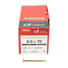 Load image into Gallery viewer, TIMCO C2 Clamp-Fix Multi-Purpose Premium Countersunk Gold Woodscrews - 6.0 x 70 Box OF 200 - 60070C2C
