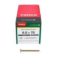 Load image into Gallery viewer, TIMCO Classic Multi-Purpose Countersunk Gold Woodscrews - 6.0 x 70 Box OF 200 - 60070CLAF
