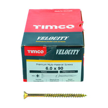 Load image into Gallery viewer, TIMCO Velocity Premium Multi-Use Countersunk Gold Woodscrews - 6.0 x 90 Box OF 100 - 60090VY