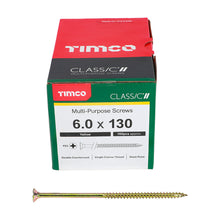 Load image into Gallery viewer, TIMCO Classic Multi-Purpose Countersunk Gold Woodscrews - 6.0 x 130 Box OF 100 - 60130CLAF