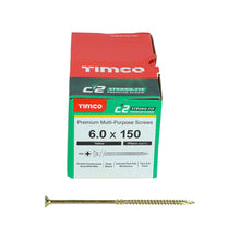 Load image into Gallery viewer, TIMCO C2 Strong-Fix Multi-Purpose Premium Countersunk Gold Woodscrews - 6.0 x 150 Box OF 100 - 60150C2